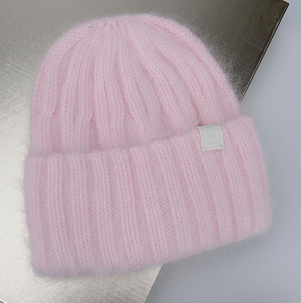 Women'S Big Size Rabbit Fur Blended Beanie Winter Hat Soft Thick Ear Protection Windproof Baggy Knit Cap For Outdoor