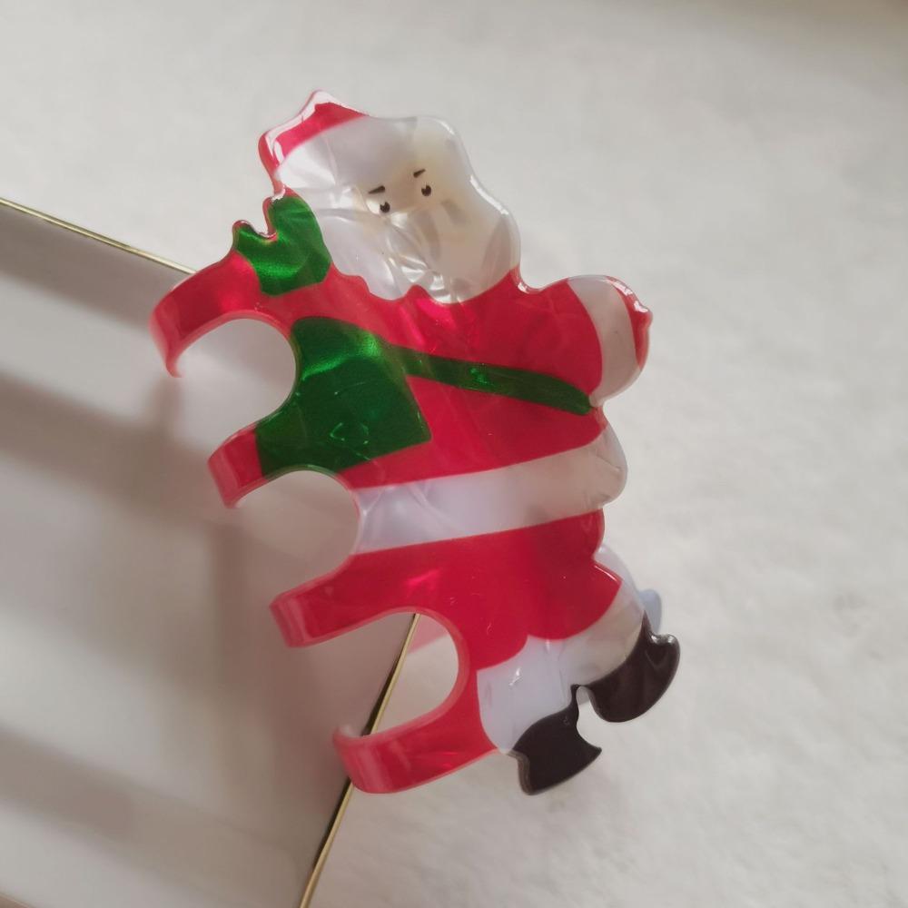 Acrylic Red Cap Claw Clip Cartoon Snowman Hairpin Personalized Christmas Hair Claw  Woman