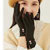 Windproof Solid Color Outdoor Velvet Full Finger Gloves Thick Mittens  Female Gloves