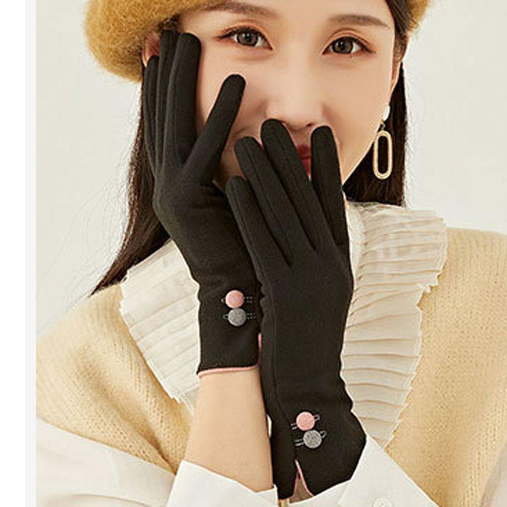 Windproof Solid Color Outdoor Velvet Full Finger Gloves Thick Mittens Female Gloves