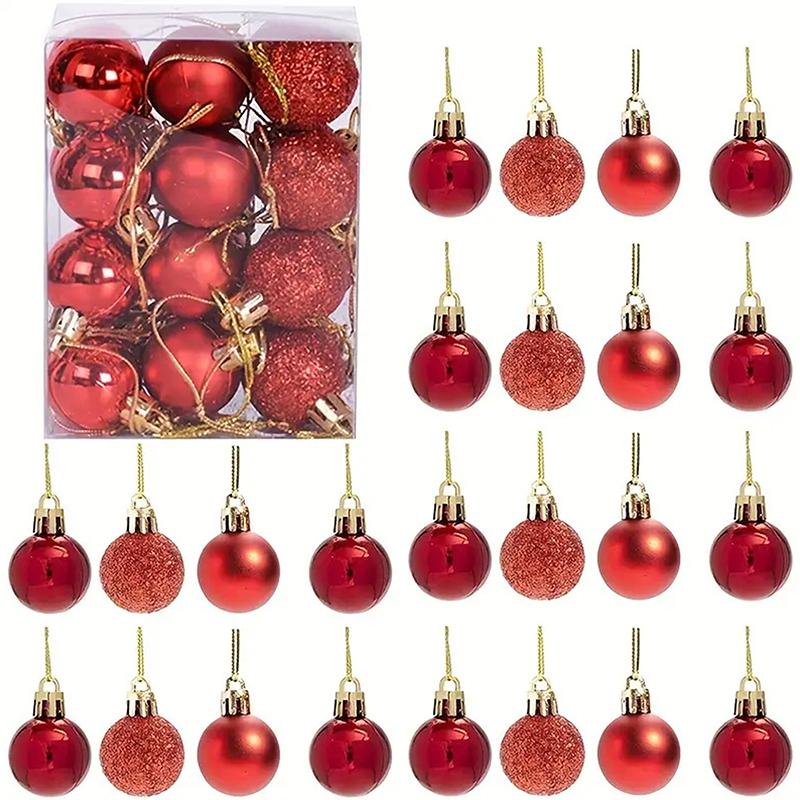 24Pcs 3Cm Christmas Ball Ornaments Xmas Tree Balls Christmas Tree Hanging Pendant Festive Party Supplies Christmas Decor