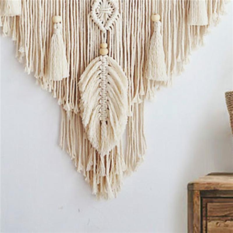 

Promotion!3X Nordic Bohemian Macrame Wall Hanging Tapestry Hand-Wovening Tassel Home Wall Decor Large Tapestry бежевый