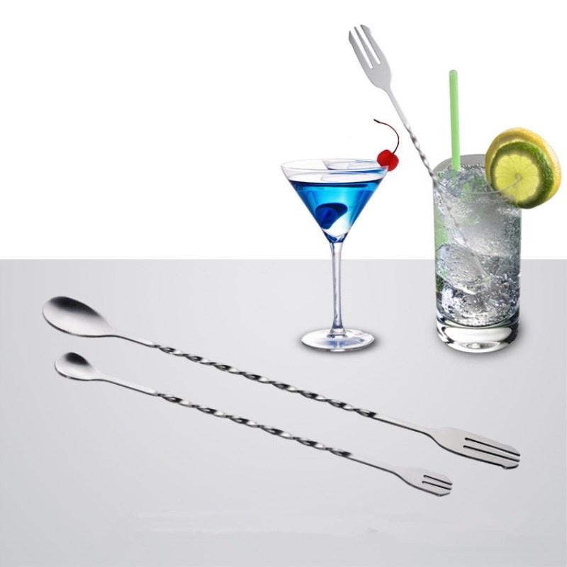 1pc 26/28/31/32cm Cocktail Pick Swizzle Sticks Stirrer Bar Spoon Mixing Fork Drink 32 cm