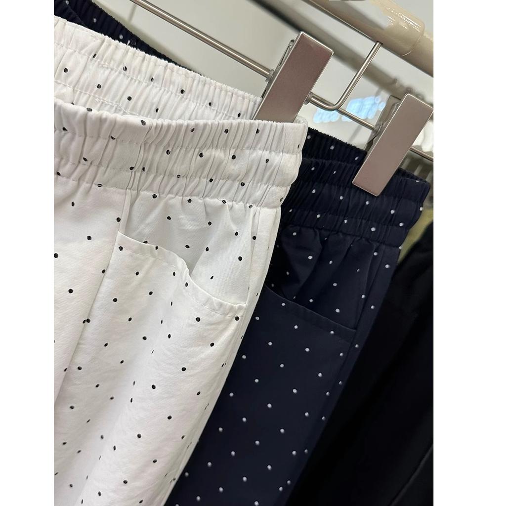 [Large Size] (M-XL) Polka Dot Wide Leg Pants Women's Spring and Summer Thin High Waist Skinny Casual Pants Straight Pants