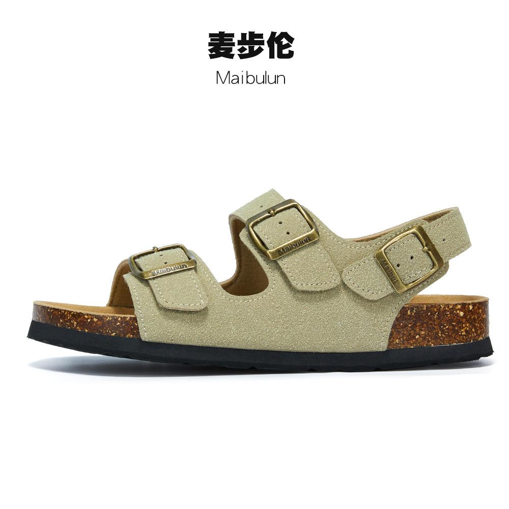 Fashion Gladiator Rear Strap Cork Sandals Women Thicken Soled Brand Couples Travel Beach Sandales Flat Shoes Buckle Belt Clogs Sandalias