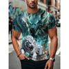 Men's 3D Digital Print Dragon Graphic T-Shirt Casual Short Sleeve Summer Round Neck Tshirts Regular Fit Oversized T Shirt Top