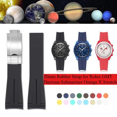 20mm Kautschukarmband für Rolex GMT Daytona Submariner Wasserdichtes TPU Gebogenes Ende Ersatz Uhrenarmband für Omega X Swatch MoonSwatch