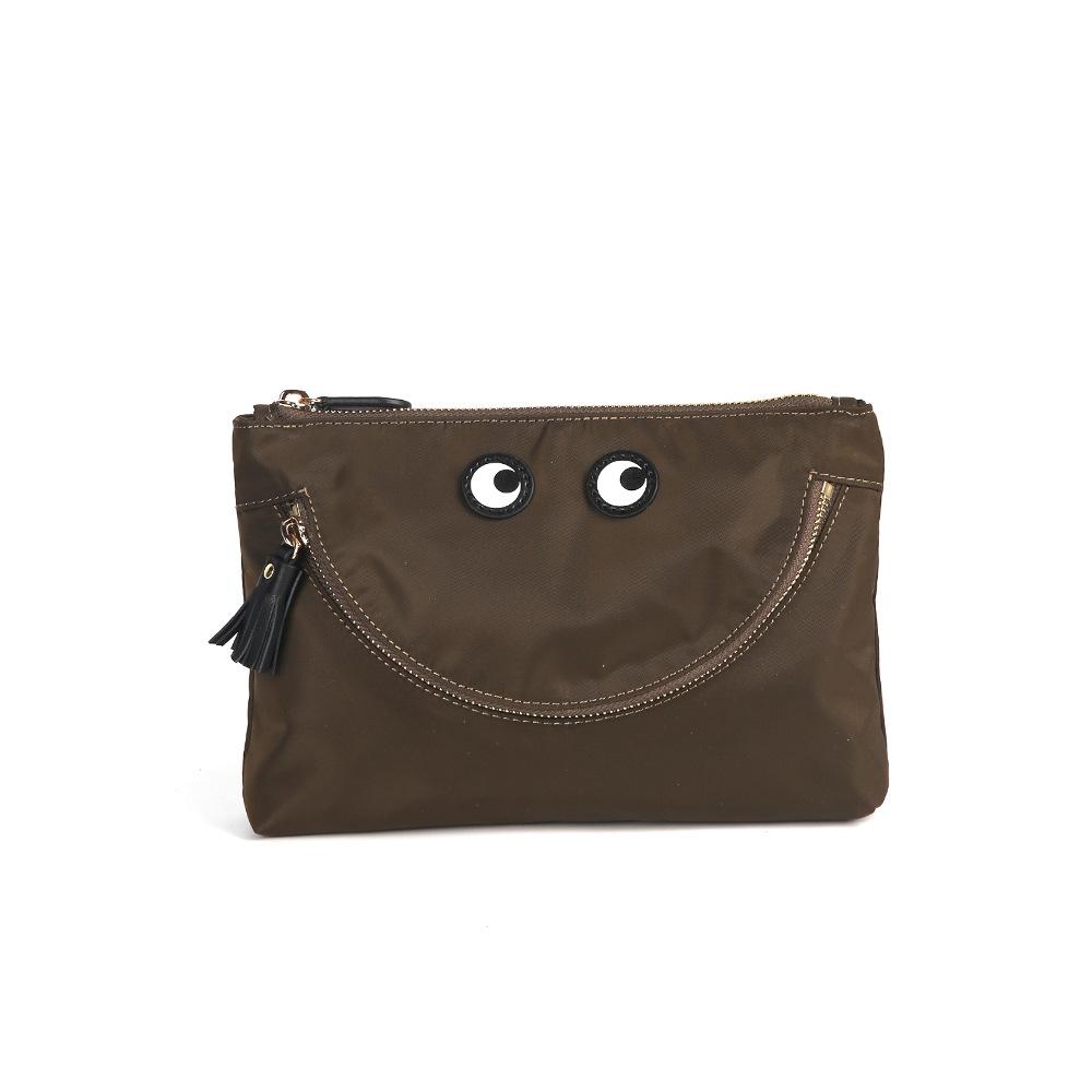 

Портативна нішева напівручна будь-яка велика сумка An*Ya водонепроникна нейлонова косметичка конверт-клатч зі смайликом жіноча сумка кавовий