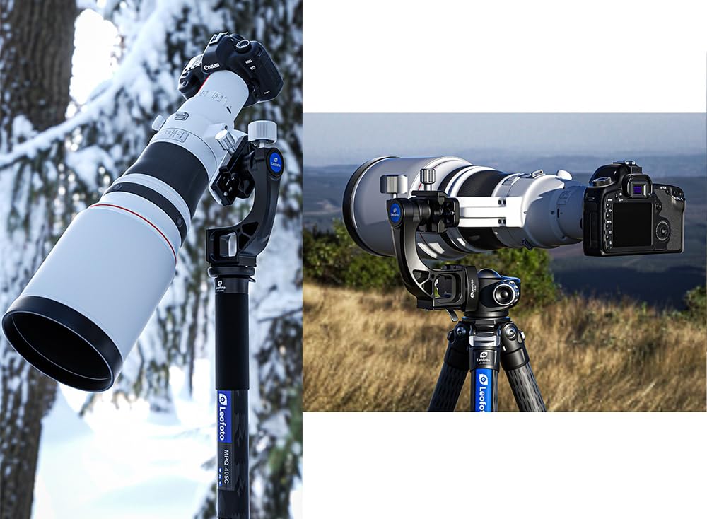 Professional Leofoto Gimbal Tripod Head with Fine Precise Pan and Tilt High Head Only MPG-02 Head, Adjustment, Control, Rigidity, Arca-Swiss