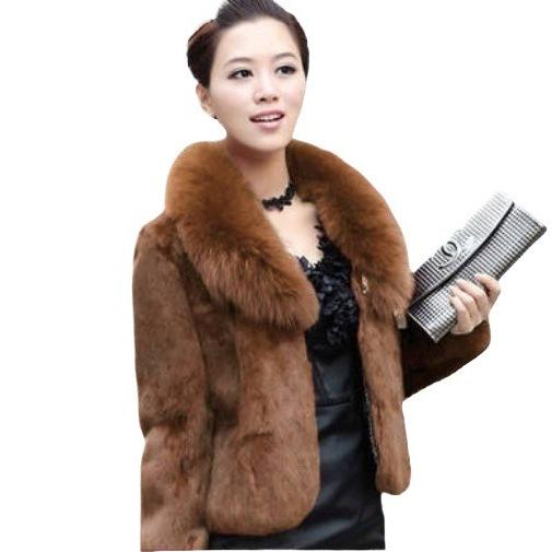 Women's imitation fur autumn and winter imitation mink fur imitation fur coat women's short fox fur collar rabbit fur coat