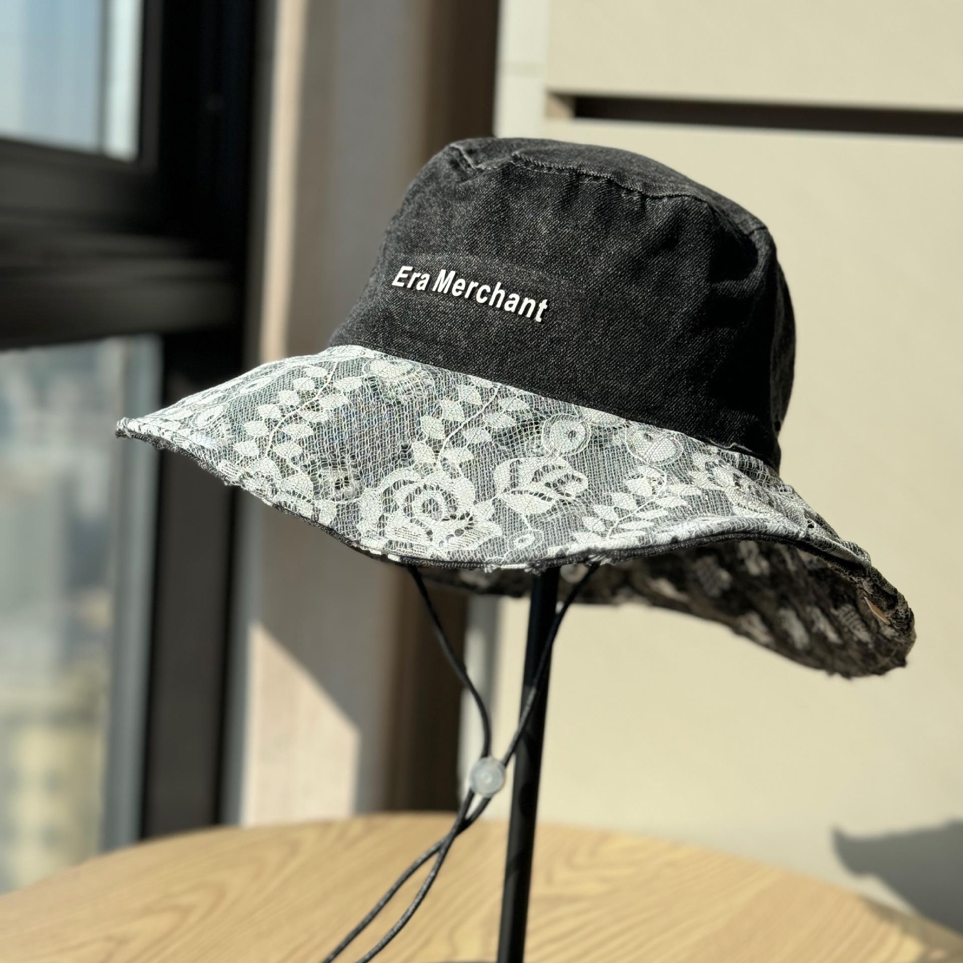 

Korean-style washed denim fisherman hat for women, spring and summer outdoor sun protection hat, versatile for large head sizes, makes the face look Adult54-60Adjustable чёрный