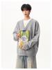 Retro V-Neck Knit Sweater for Men - Two-Piece Look, Arctic Fleece, High-Quality Long Sleeve Pullover