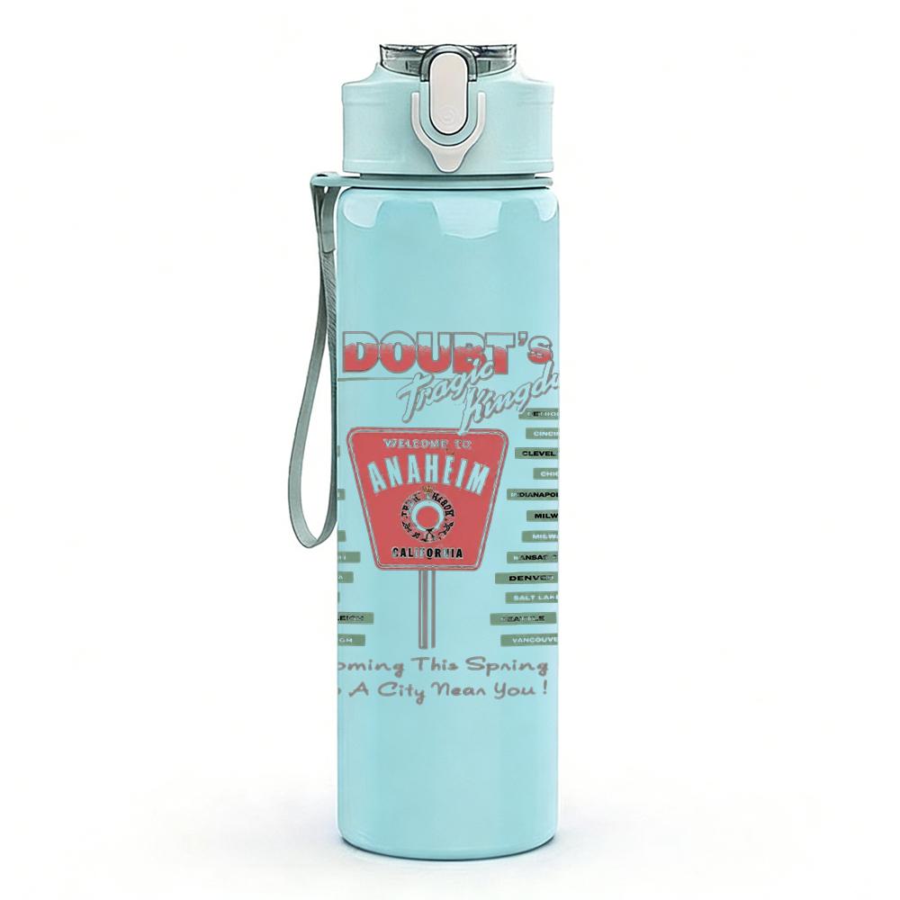 1PC Light grey faded blank textured print 750ml colorful plastic sports water bottle leakproof pop up lid with straw for outdoor work home use