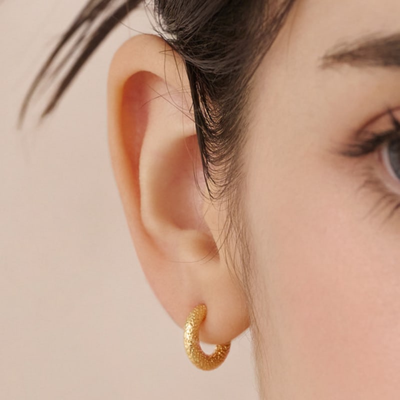 

HAS HU007 Glitter texture hoop earrings Gold