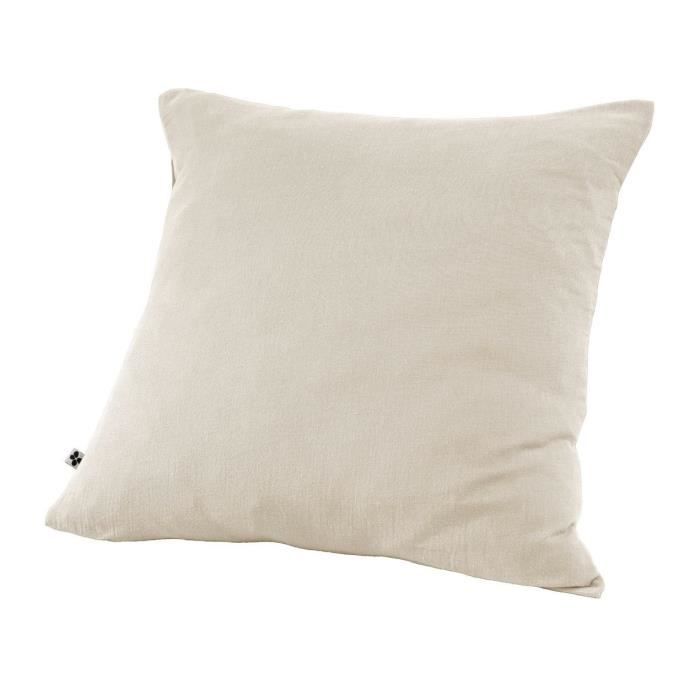 Taie d'oreiller - Gaia - 60 x 60 cm - Gaze de coton - Beige - Naturellement froissée