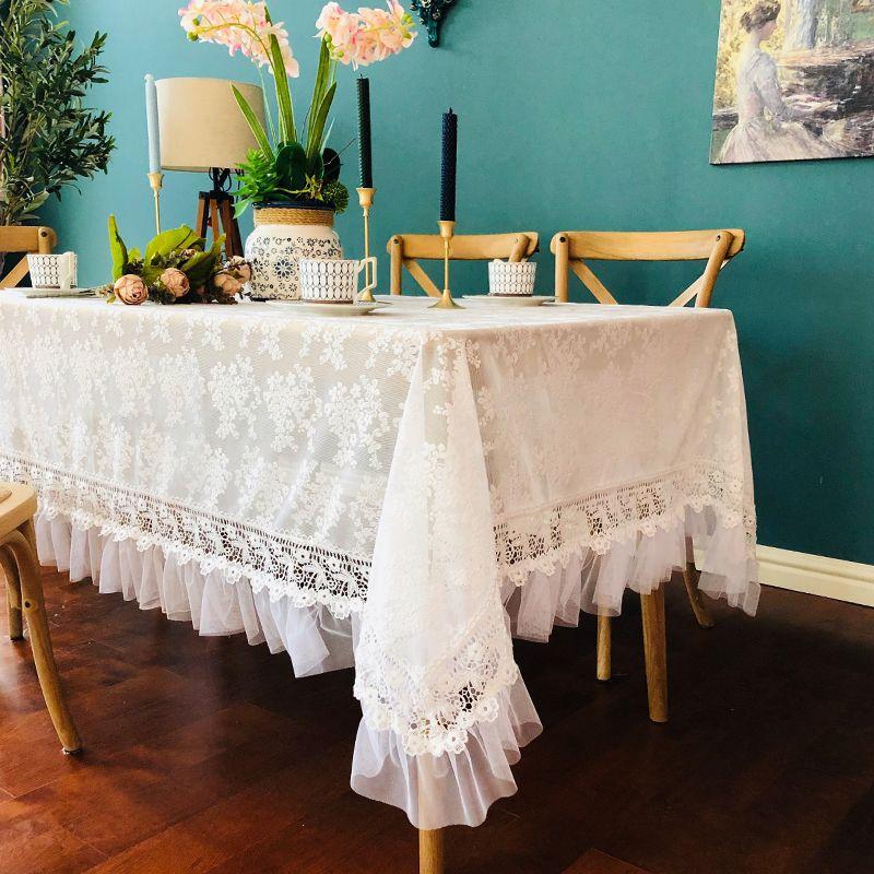 

Кружевная скатерть с принтом розы, пасторальная вышивка, полый чехол на стол, свадебная вечеринка, кухня, подшивка, прозрачные обеденные скатерти