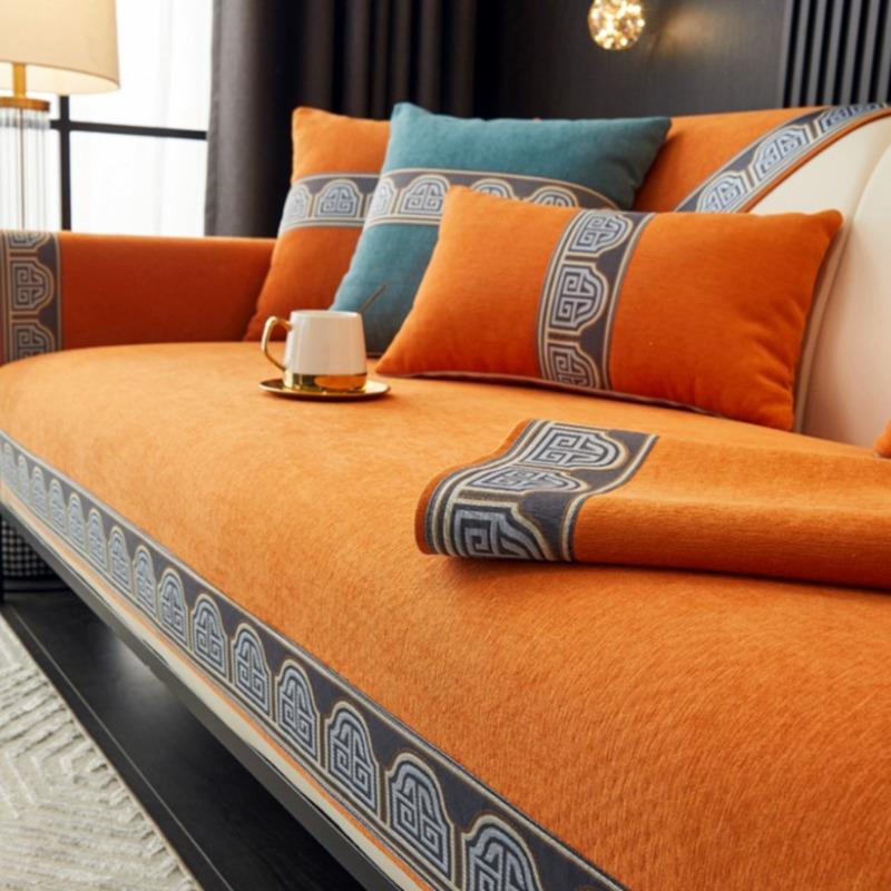 Embroidery Non-slip Sofa Towel Pillowcase Decore Home L-shaped Sofas Cushion Four Season Universal Sofa Cover Home