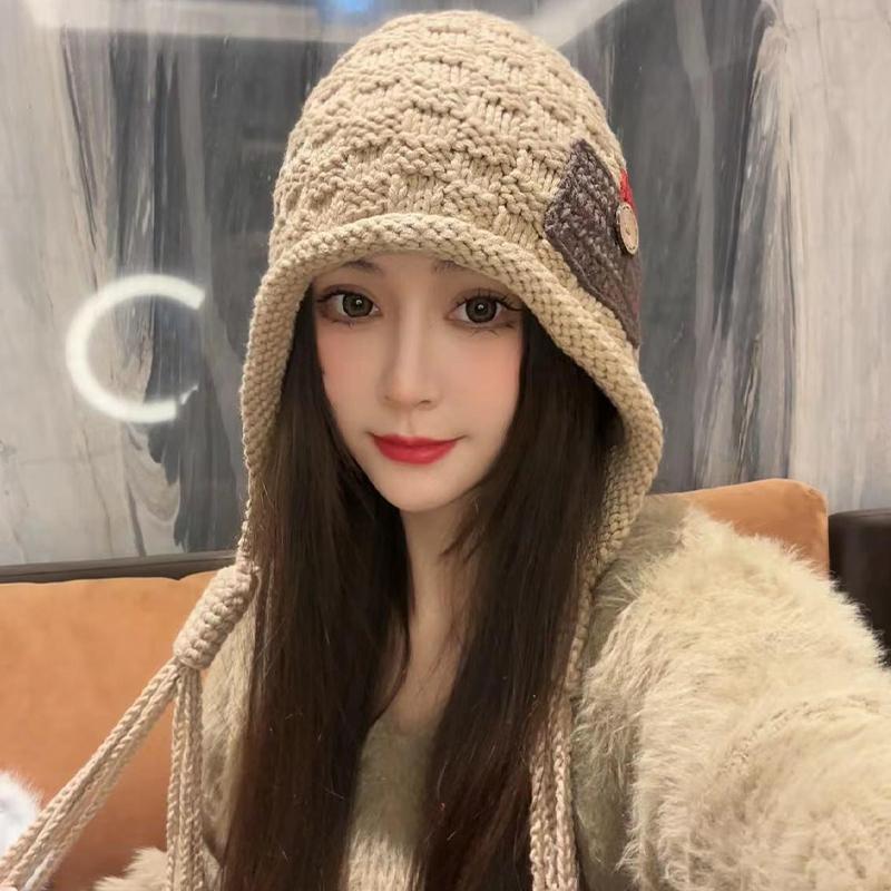 Autumn And Winter Warm Handmade Braid Knitted Hat Trend   Patch Tassel Wool Hat