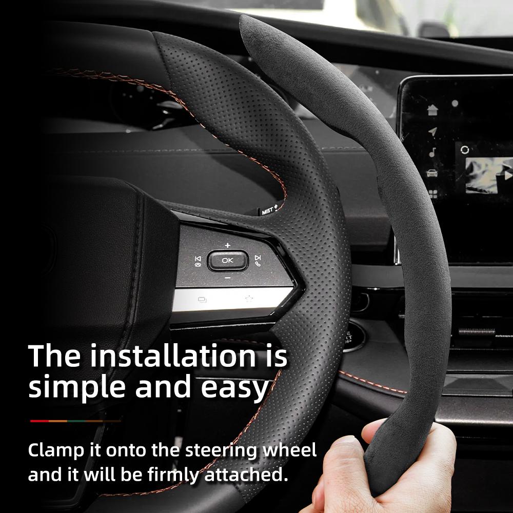 Suitable for Changan Anti-Slip Buckle Segmented Suede Steering Wheel Cover Suitable for Cs35 Plus Alsvin Cs55 Unit Cs95 Uni t K S Vx7