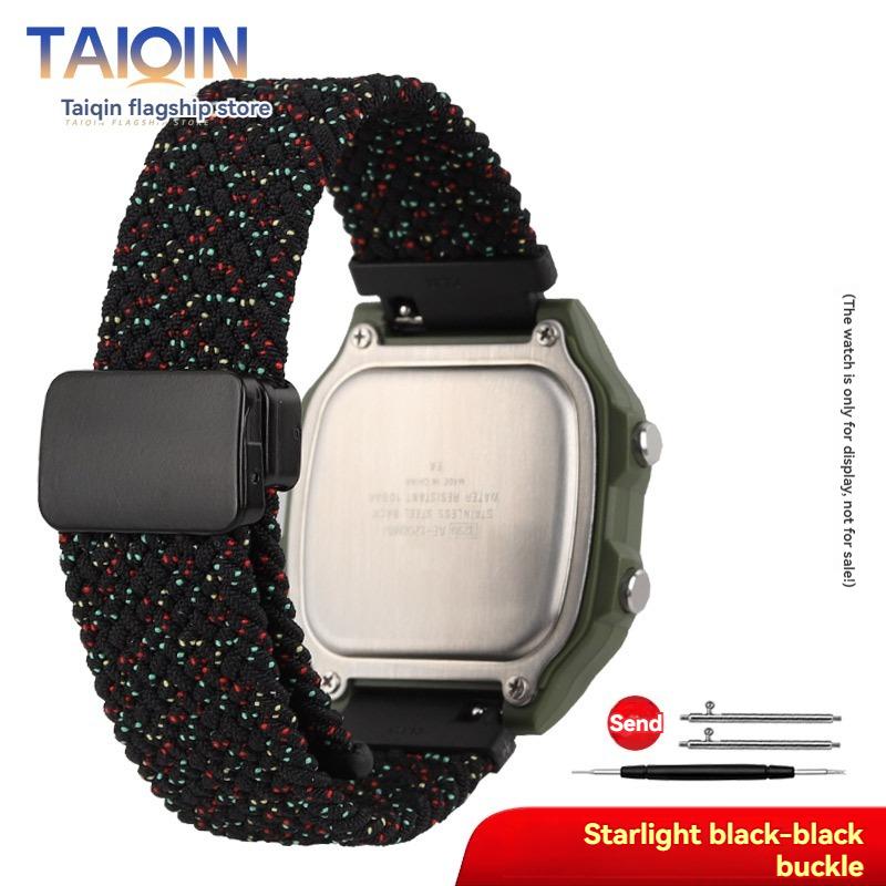 

Эластичный нейлоновый ремешок для Casio DW-291H/DW-290 W-218H/W-219H Плетеный холщовый ремешок для часов Мужской аксессуар с магнитной застежкой 18 мм 18mm