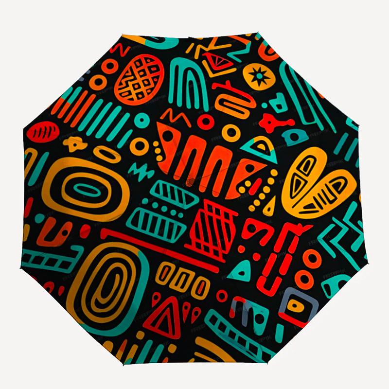 

1pc Abstract Patterns Automatic Folding Umbrella Portable Collapsible 8-Rib Umbrella for All Seasons, Casual Outdoor Accessory, PerfectB72
