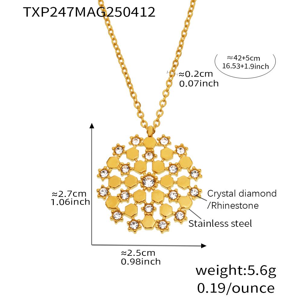 Chain Necklace Matching Ring Earring In Stainless Steel 18k Gold Plated Hexagonal Pendant Necklaces Rings Earrings Set For Women