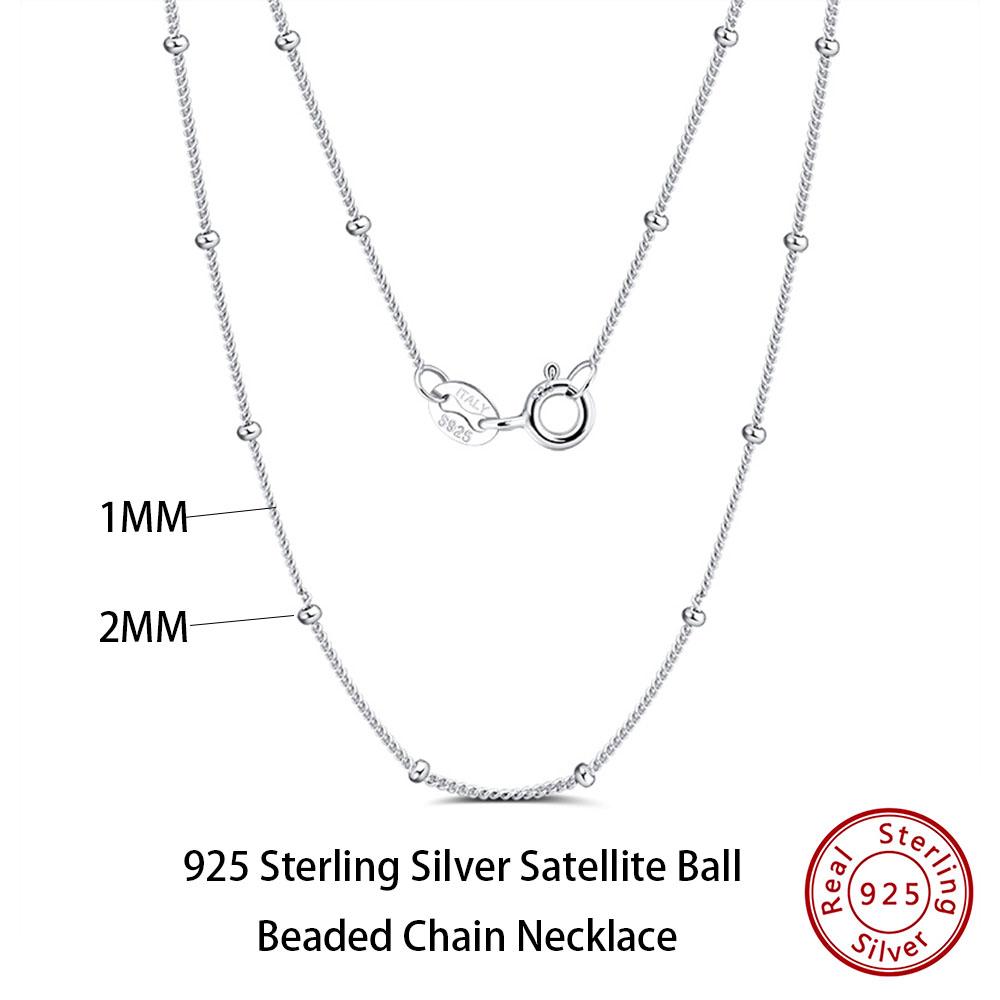 Effie Queen 100% 925 Silver Basic Chain Necklaces Box/Snake/Chopin/Figaro Beaded Chain 40-60cm Unisex DIY Casual Wear