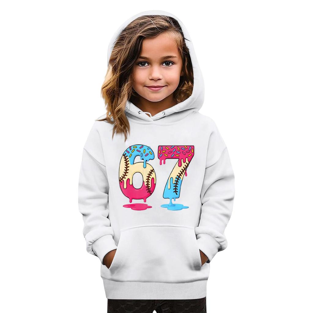 Kinder Mode Bedruckter Pullover Lässig Langarm Rundhals Kapuzenpullover Top