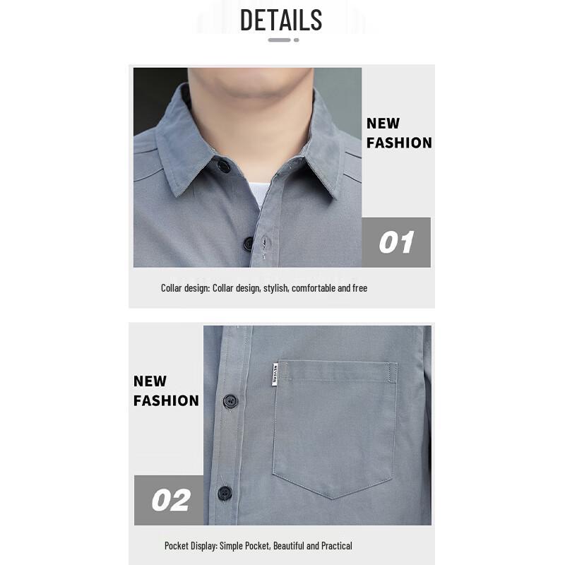Mao Ren Men's Long Sleeve Casual Business Cotton Shirt