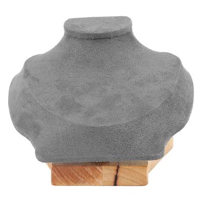 Busto Portagioie in Velluto Basso Organizer Manichino Espositore per Collane Ciondoli Grigio