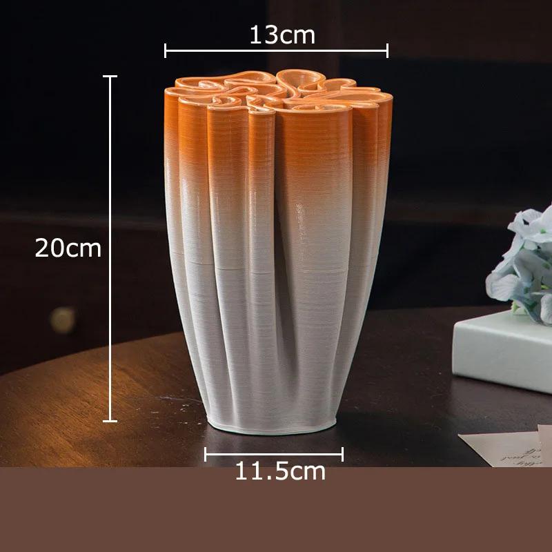 Wave Striped Ceramic Vase Creative Plant Pot Table Decoration Ornaments Flower Arrangement Floral Vases Room Aesthetic Decor
