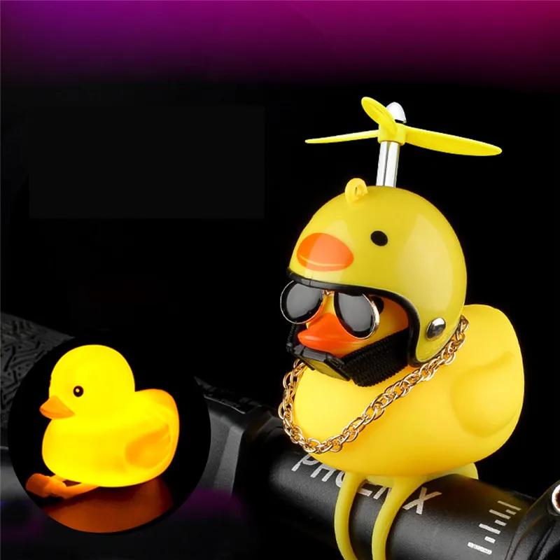 Luminous/Normal Airscrew Helmet Standing Duck Broken Wind Small Yellow Duck Bike Motor Riding Cycling Lights Bicycle Accessories