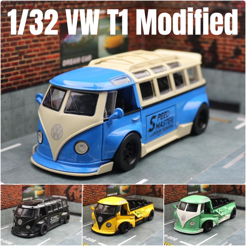 1/32 მასშტაბის T1 მიკროავტობუსი Samba JDP მოდიფიცირებული სათამაშო მანქანა ბავშვებისთვის, დიეთქასტი მინიატურული მოდელი, ხმისა და განათების კოლექცია, საჩუქარი ბიჭებისთვის