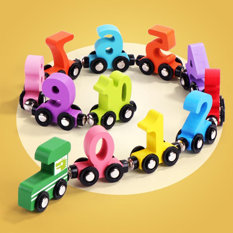 Wooden Magnetic Train With Number Blocks For Early Education Kids Development
