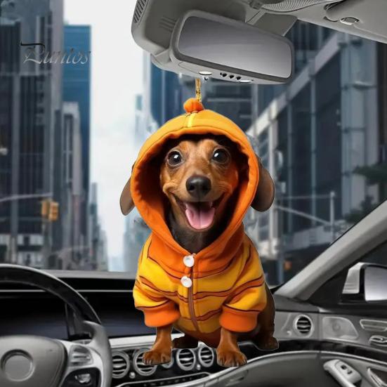 Acrylic Dog Car Pendant Ornament Cute Christmas Car Charm Festive Hanging Ornament for Trees Windows Doors