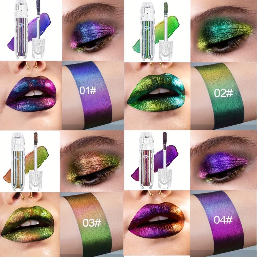 9-Color Chameleon Metallic Lip Gloss Lip Glzae High Shine Long-Lasting Lipstick Coral Tones for Stage & Halloween Makeup