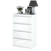 Glossy White Chest of Drawers with 4 Drawers 60cm TV Cabinet Furniture for Living Room Bedroom