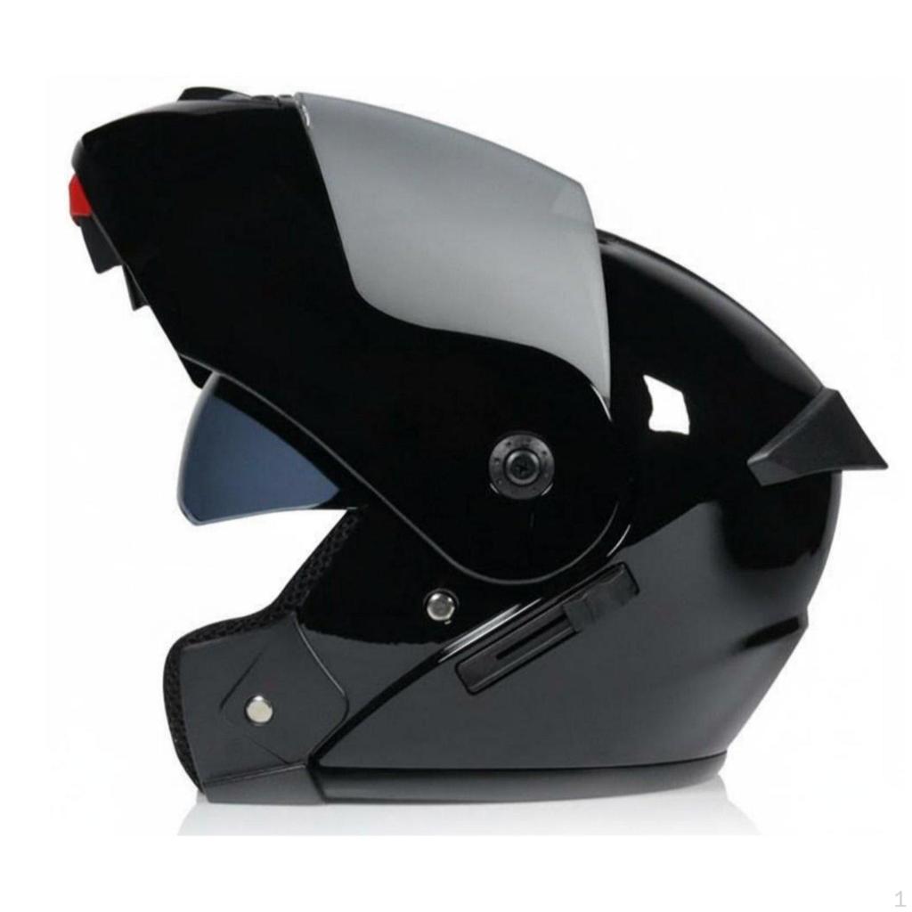 Flip up Full Face Helmet All Season Double Visor Removable Lining for Commuting S Black Silver Lens