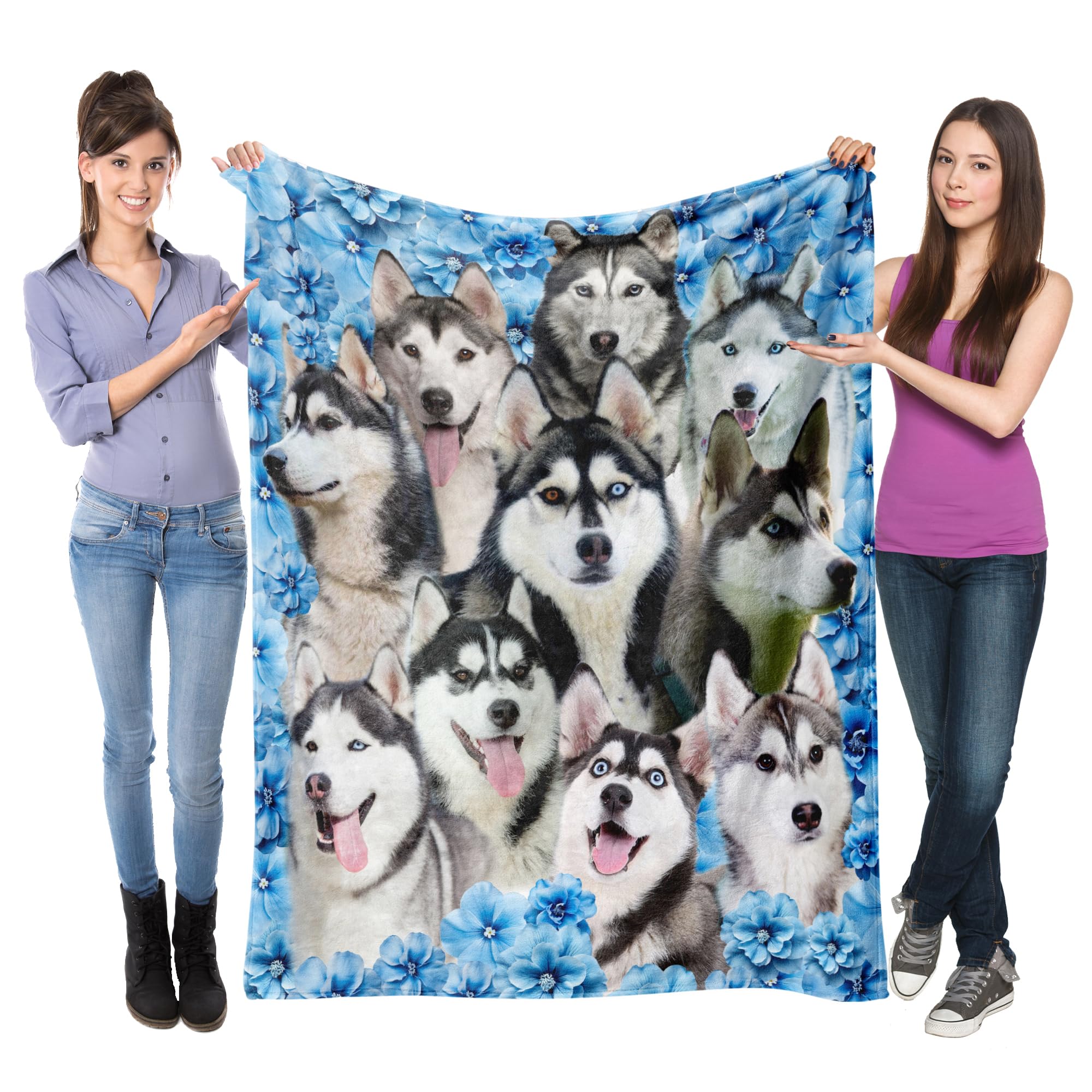 

Cute Husky Blanket Husky Gifts for Dog Lovers,Soft Cozy Fleece Fuzzy Plush Warm Fleece Flannel Blanket for Sofa Bed Couch Travel 75x90cm