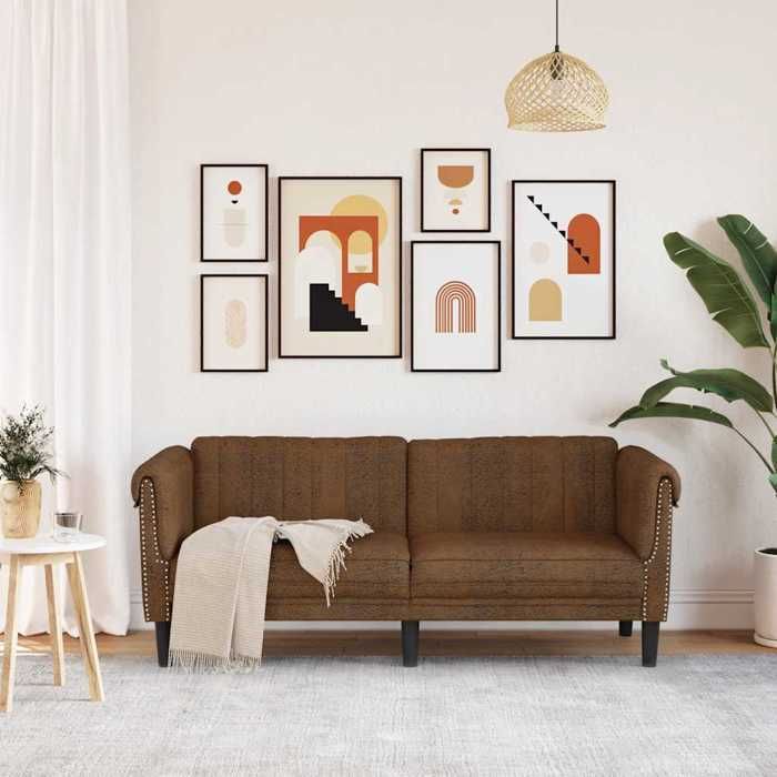 VidaXL Canapé à 2 Places, Siège avec Accoudoirs et Dossier, Canapé Rembourré avec Pieds, Meuble de Salon, Moderne, Marron 372584