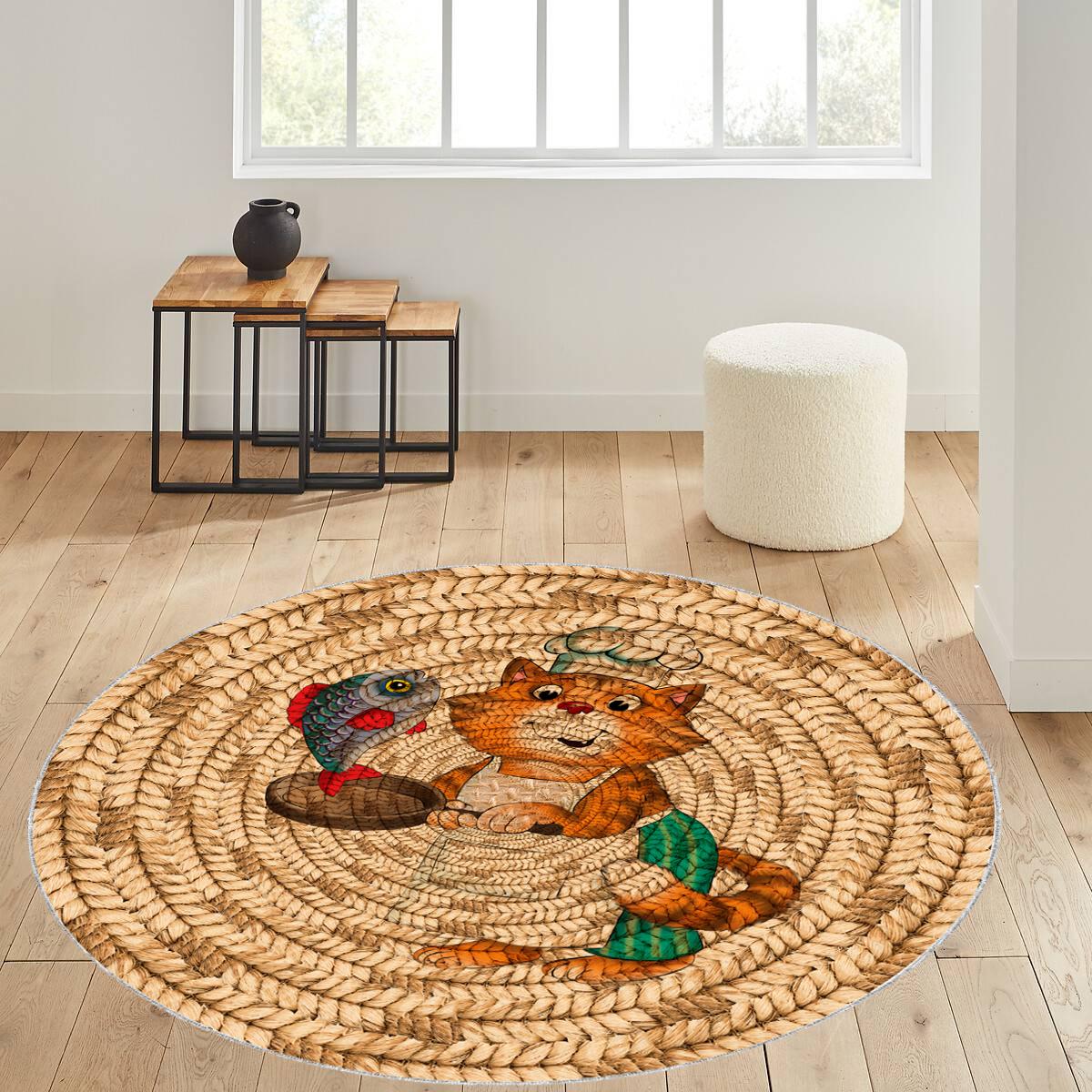 

Моющийся джутовый круглый ковер Rovigo Home с цифровой печатью RVG7060-SD333 100 x 100 коричневый