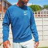 Nike Embroidered Swoosh Crew Neck Sweatshirt Men Tops Black Blue CJ4872-455