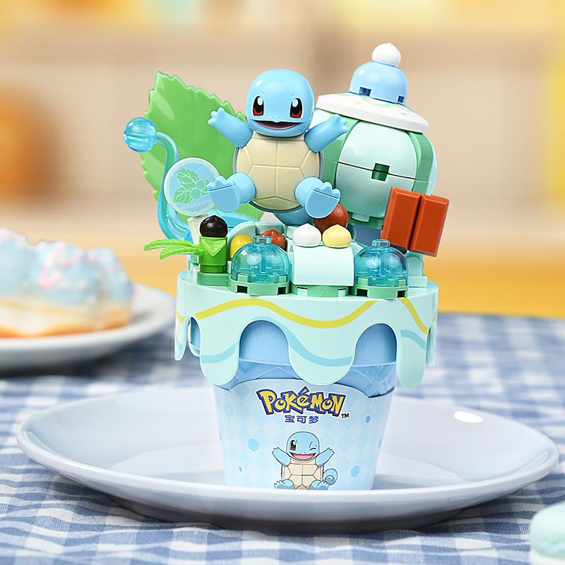 New Keeppley  Ice Cream Series Building Block Toy Pikachu Bulbasaur Tabletop Ornament Model Educational Children's Gifts