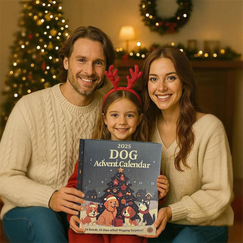 Calendar de Advent pentru câini 2025-24 buc. Ornamente 2D festive cu rase - Calendar de Advent pentru animale de companie cu ornamente reutilizabile, Idee pentru iubitorii de câini