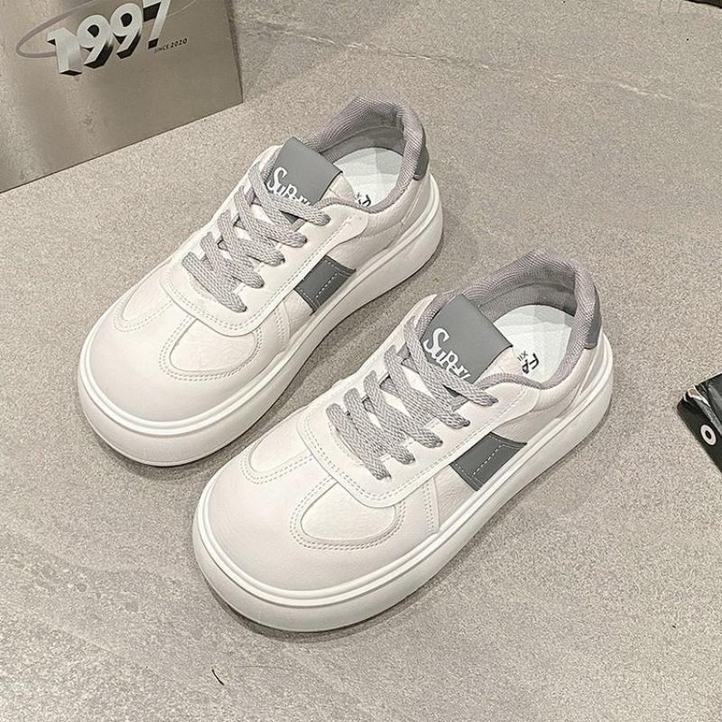 Frühling, Sommer, Herbst und Winter Damen Schuhe Damen Sneaker Weiße Schuhe Low-Top Runde Zehenpartie Höhenverstärkende Freizeitschuhe