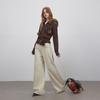 unifree American Retro Angel Wing Print Washed Loose Wide-Leg Casual Pants