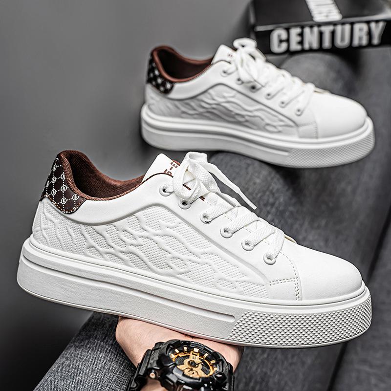 Trendy brand printed soft-soled men's shoes, new thick-soled heightening white shoes, men's versatile couple casual sports board shoes, men