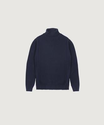 PANICALE Roll Neck Honeycomb Wool Blend Sweater [Navy]
