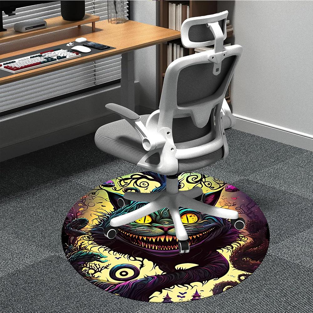 

1pc Cat Fantasy Office Round Area Rug, Indoor Mat Suitable For Office, Under Office Chairs Bedroom Living Room Home Decor, Room Deco 043 80cm by 80cm