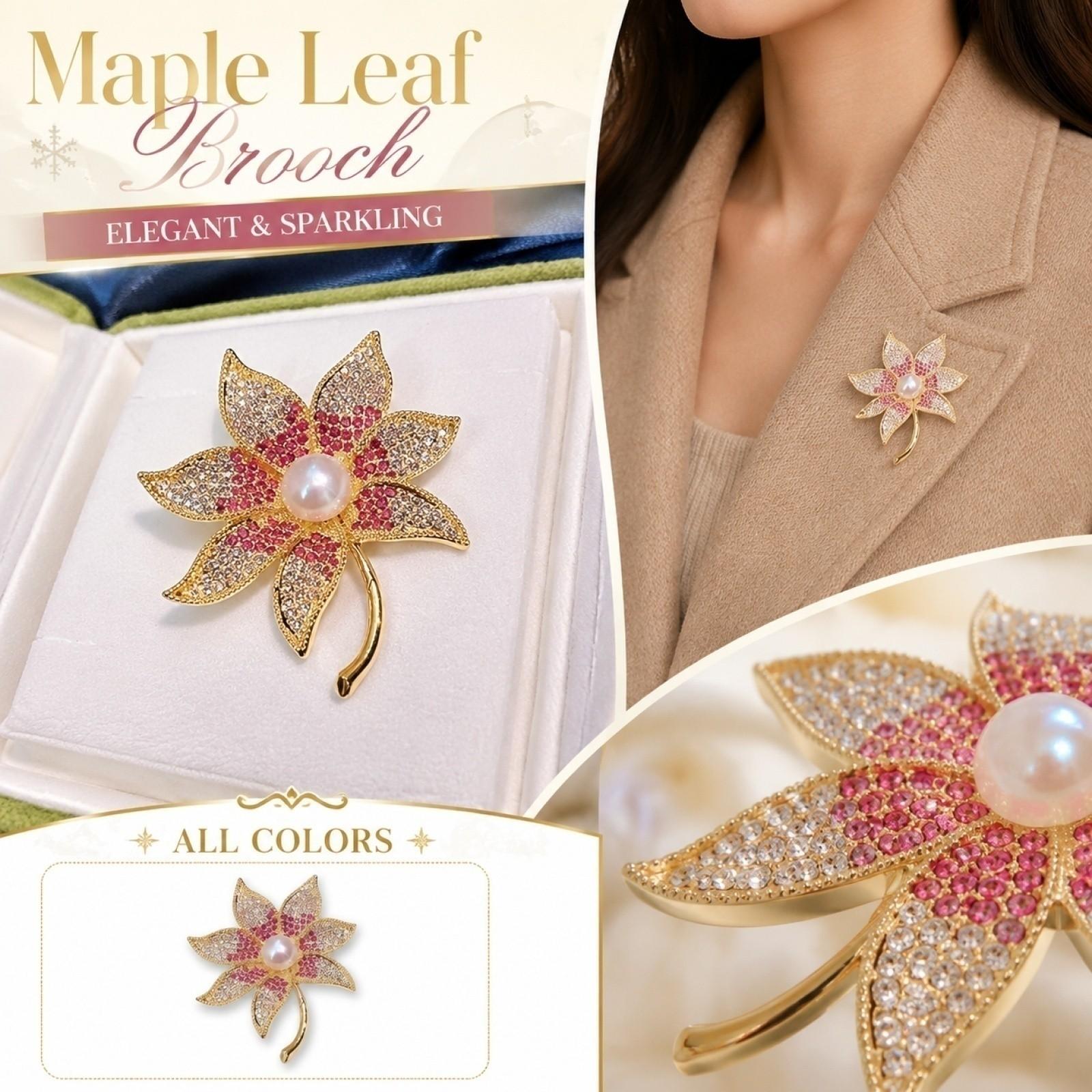 Maple Leaf Brooch for Women, Full Coat Pin with, Winter Fashion Accessory one size